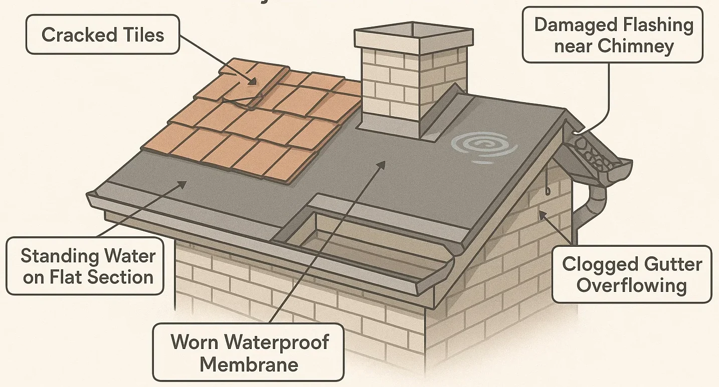Common causes of roof leaks explained visually