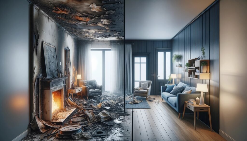 Before and After Images of Fire Damage Cleanup - Bio-On