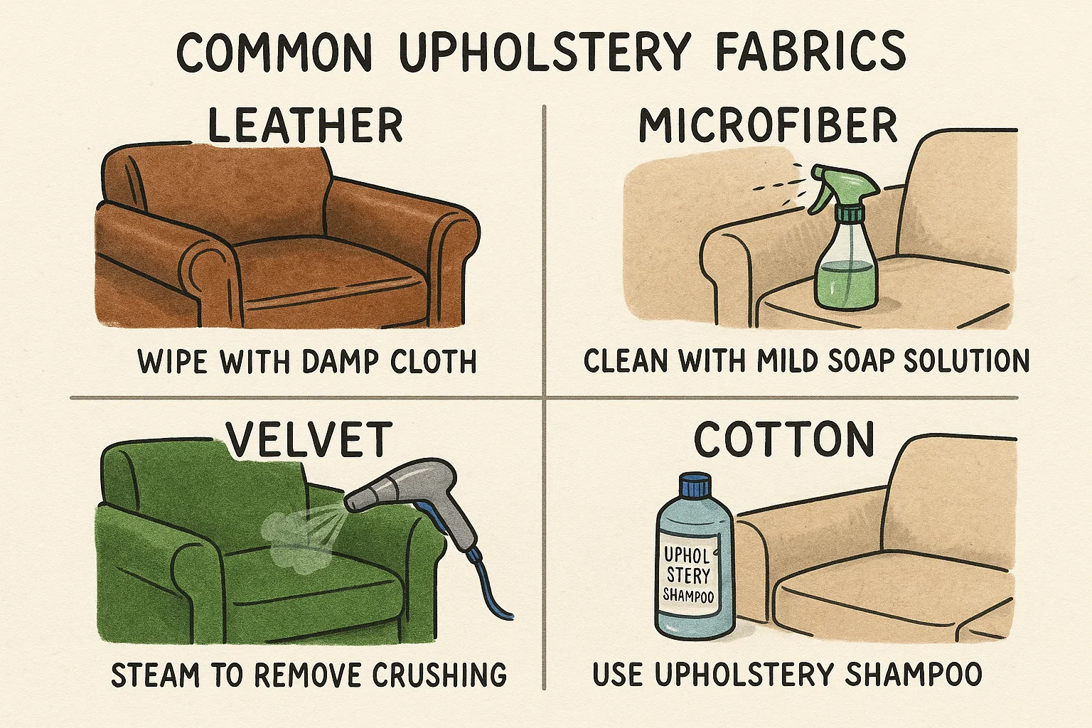 Know your upholstery fabric to clean it the right way and keep it lasting longer