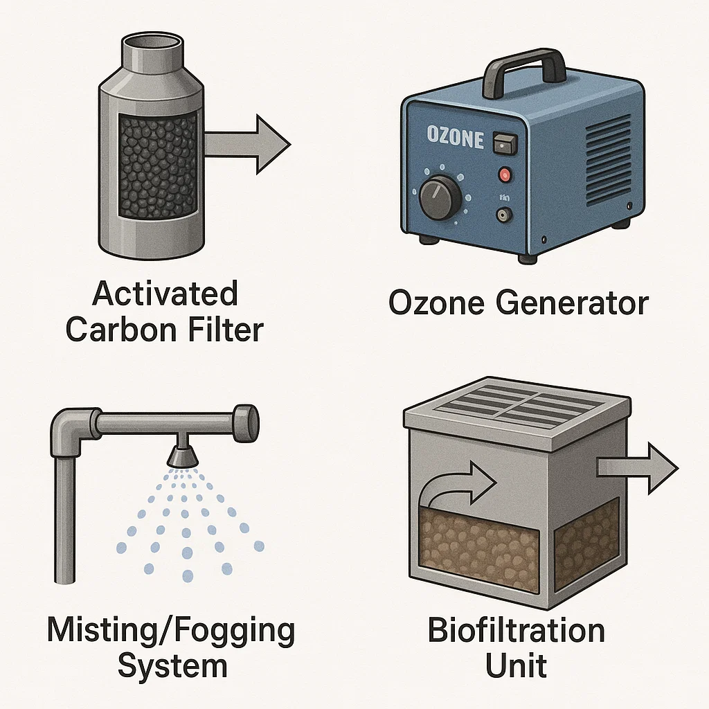 Popular odor control systems compared based on method and application