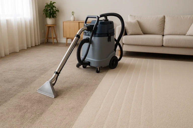 Professional carpet cleaner in action — deep removal of dirt and stains for a fresher, healthier home