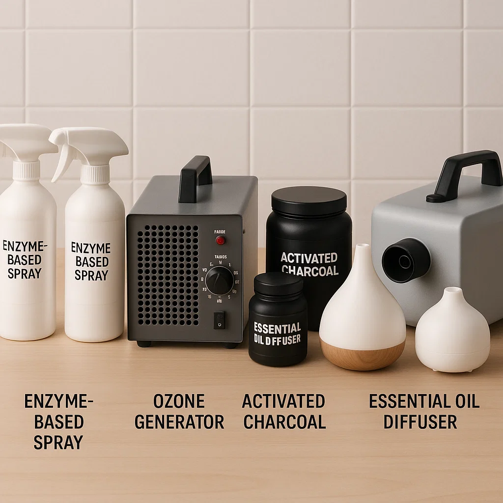 Types of odor cleaner products used for different levels of smell removal