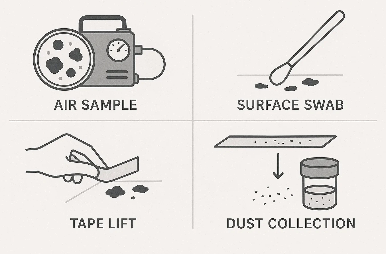 Common mold test methods in UAE—each helps detect and confirm mold presence accurately