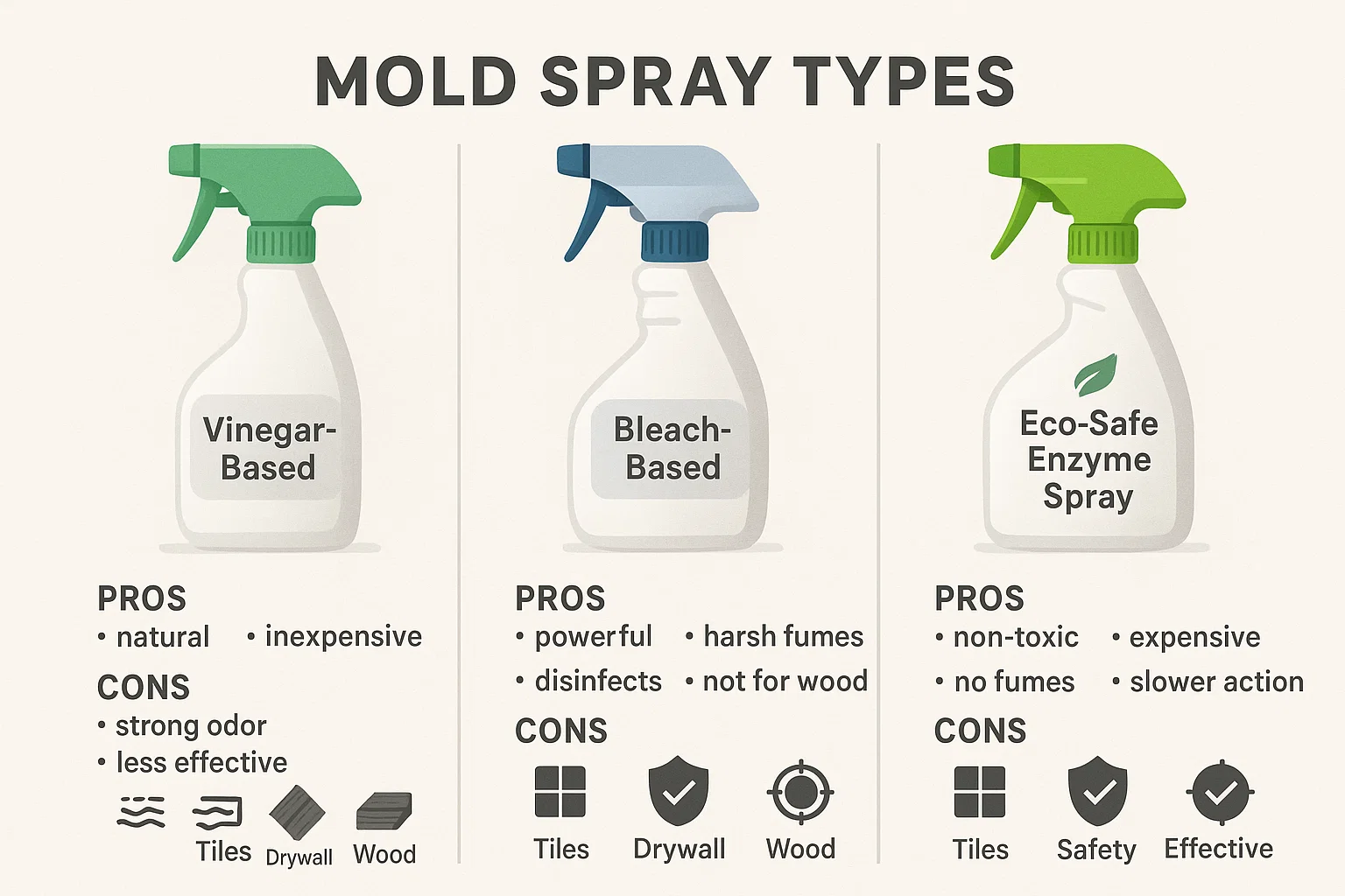 Comparison of popular mold spray types used in UAE homes