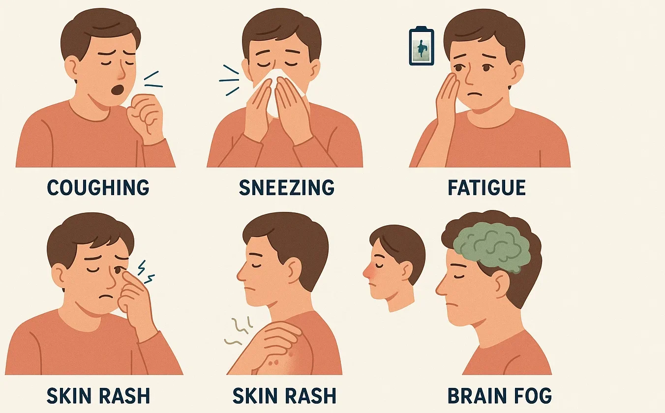 Most common physical symptoms caused by mold exposure in indoor spaces
