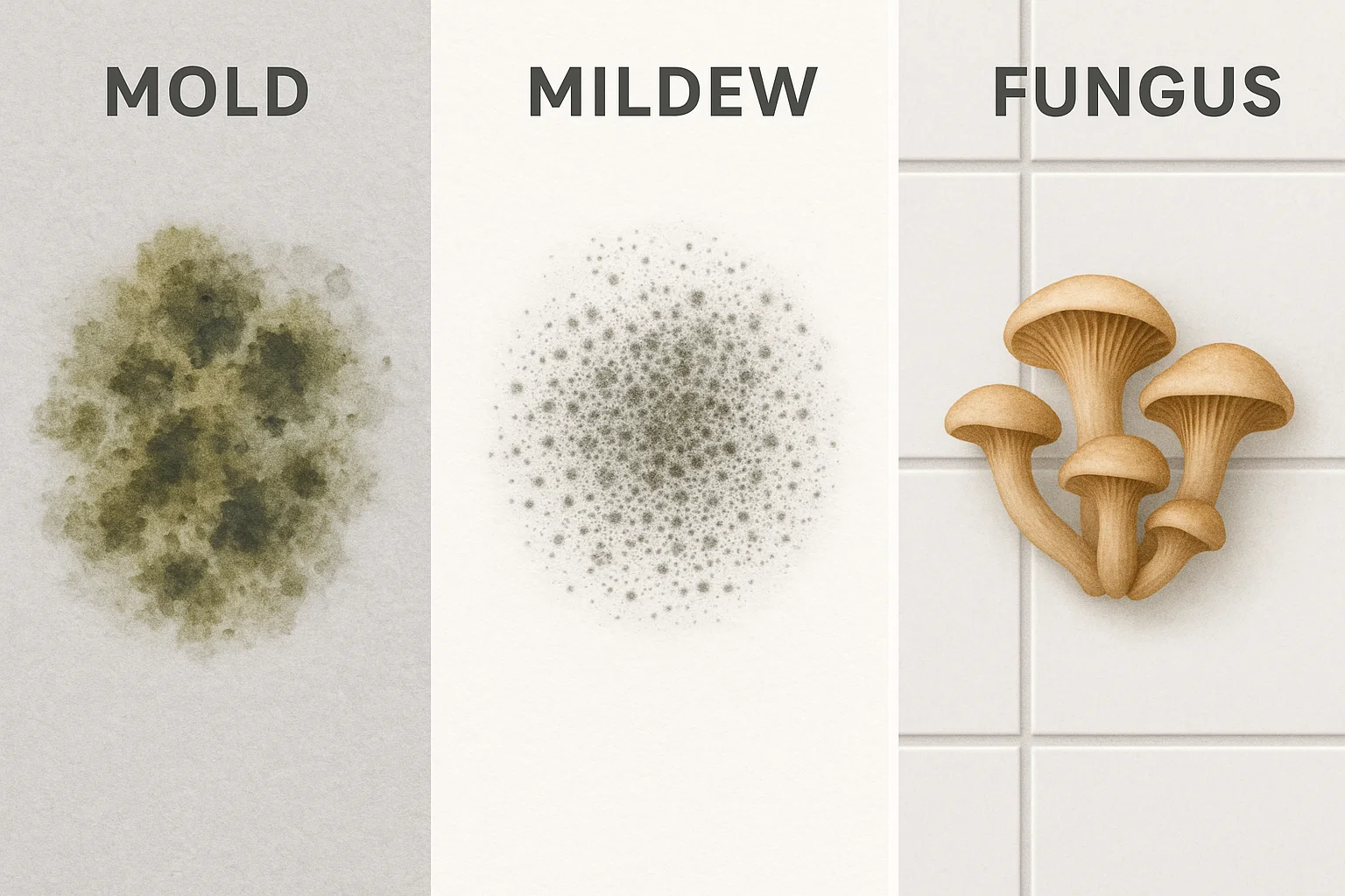 Spot the difference—use this guide to know if that patch on your wall is mold, mildew, or just surface fungus