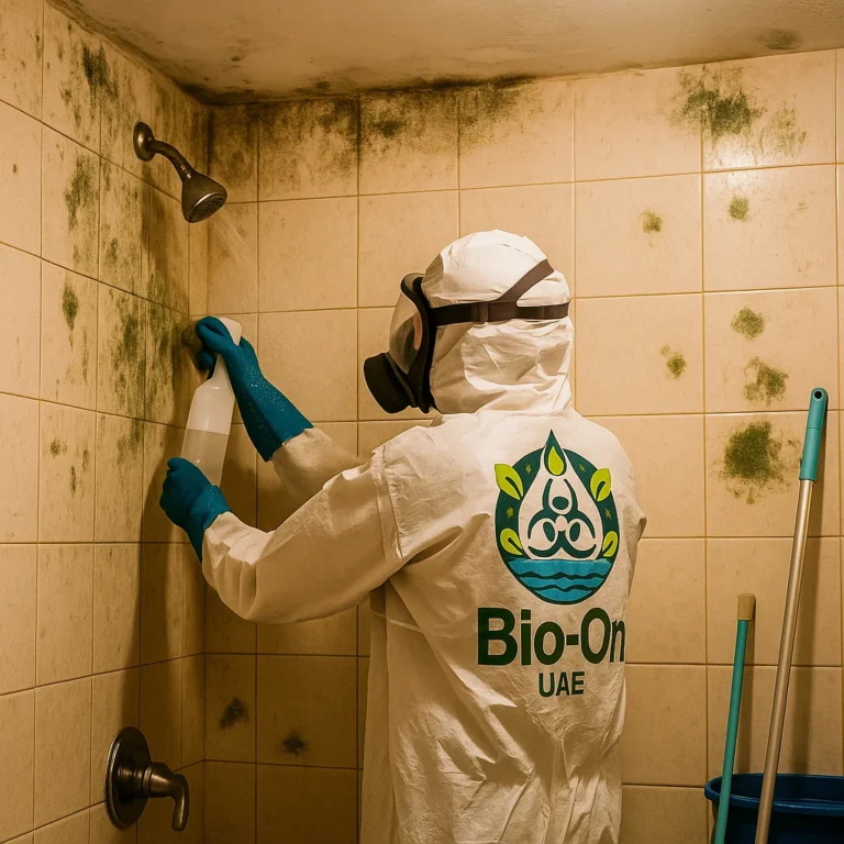 Bio-On experts use advanced mold cleaners to fight mildew and fungus in UAE bathrooms