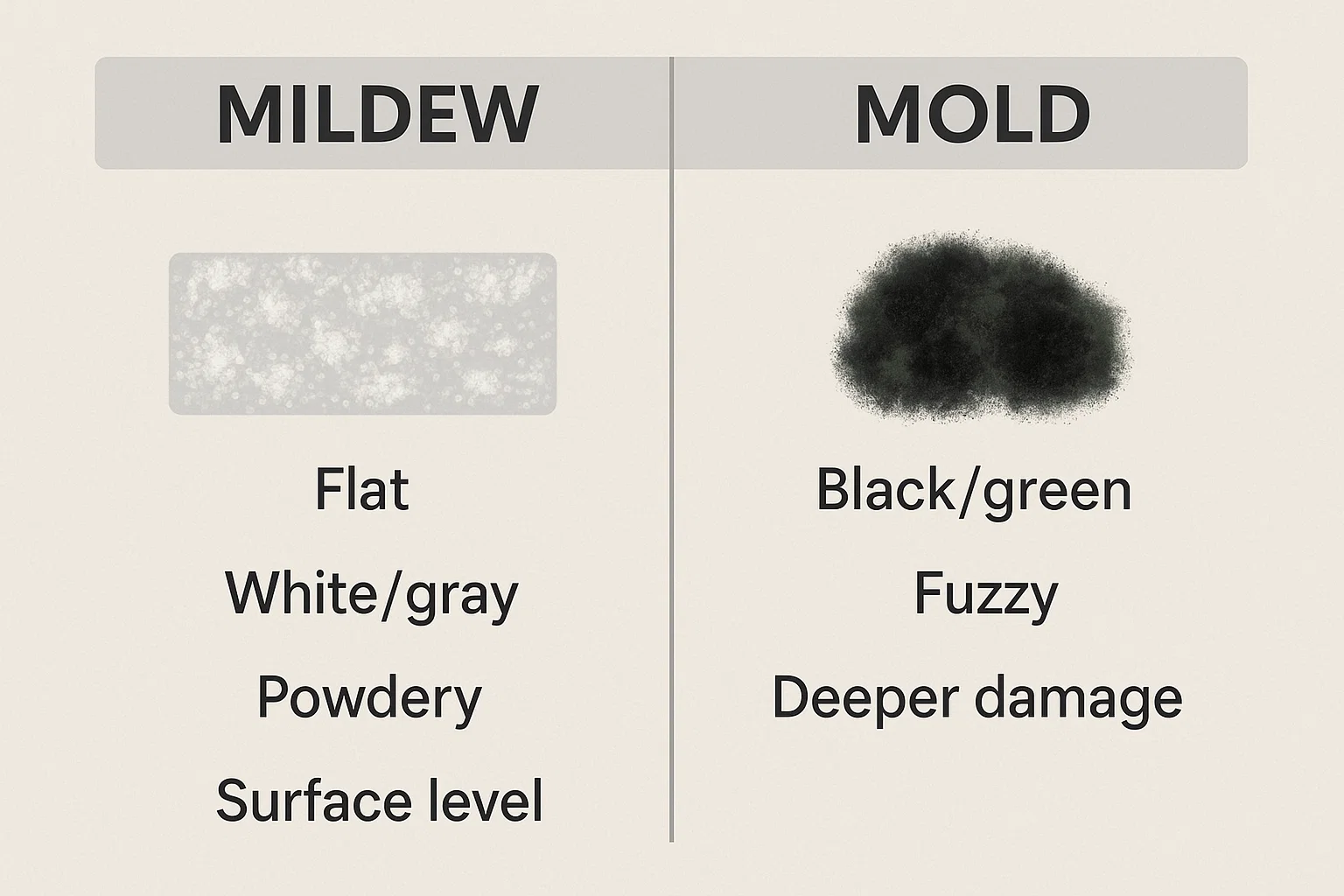 Use this visual guide to tell the difference between mildew and mold in your home