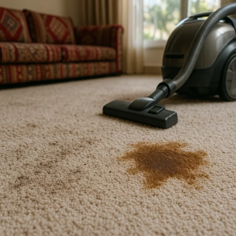 A stained carpet showing the need for deep cleaning service