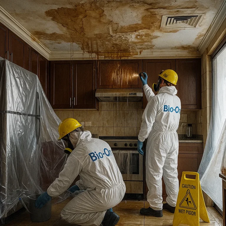 Bio On Expert cleaning kitchen from water leaking