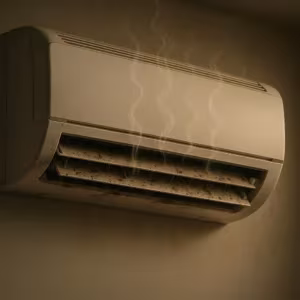 Dirty AC vent showing why air conditioners can smell bad