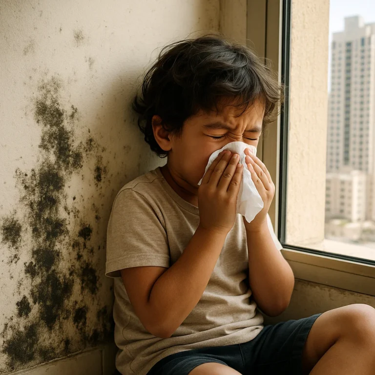 Mould allergy symptoms triggered by mould growth at home