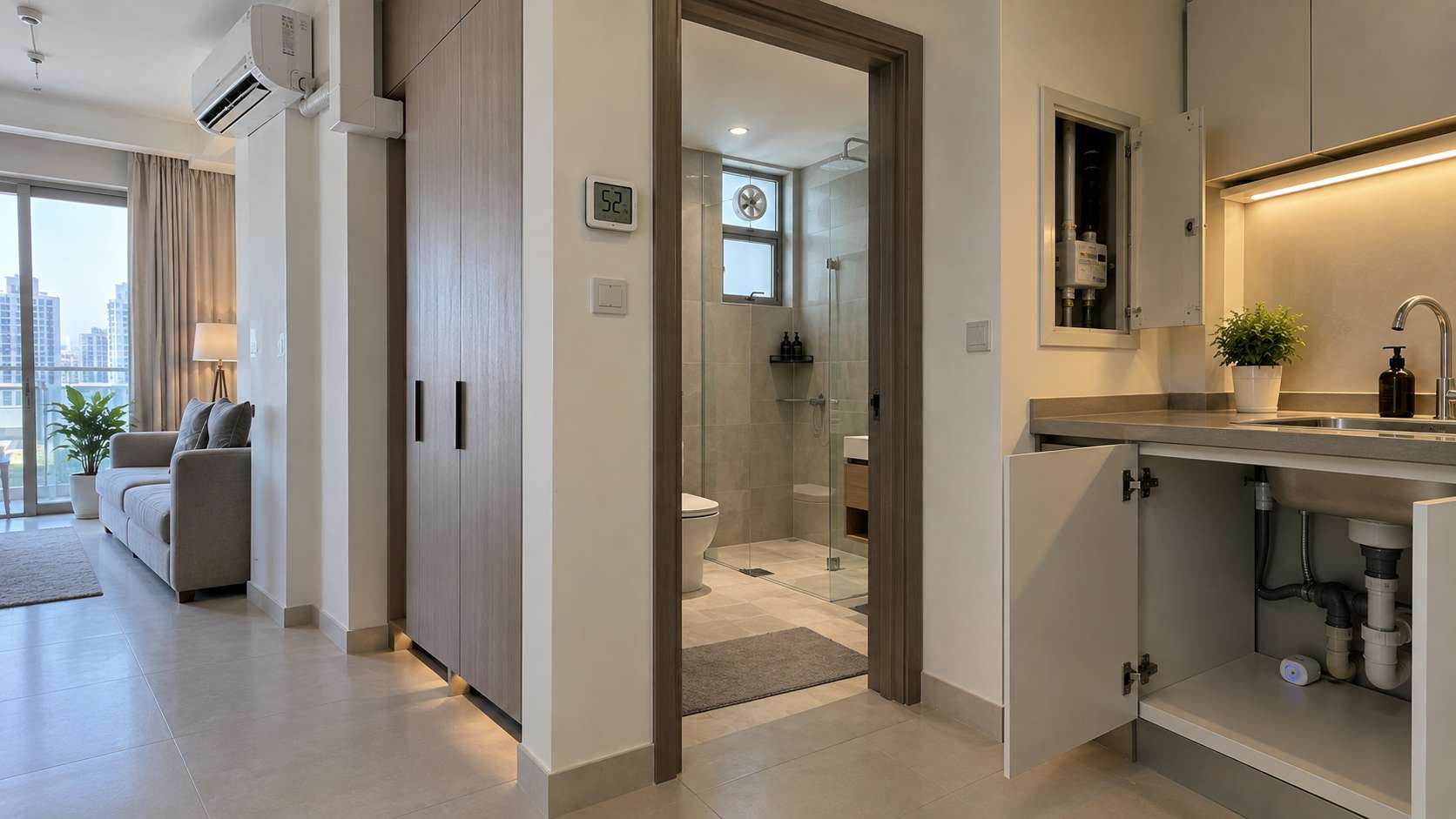 UAE home designed with humidity monitoring, ventilation, leak detection, and moisture-resistant features