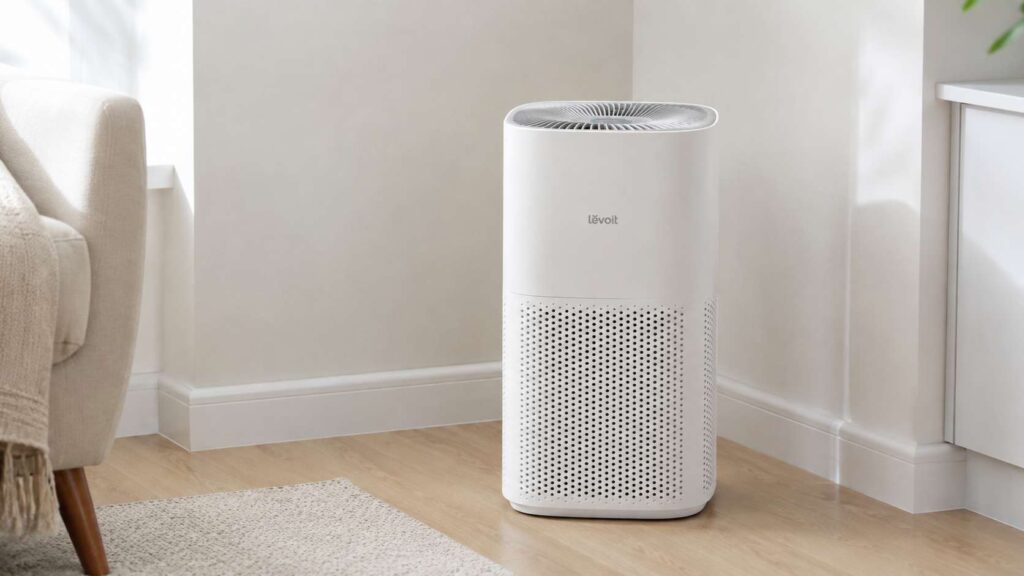 Levoit Core 600S-P in the corner of the room killing mold spores